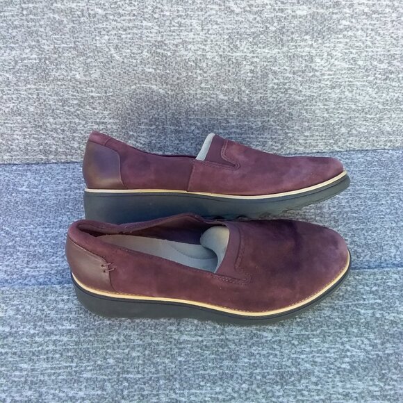 Clarks Women's Shoes 8,5 Puprle Plum Platform Wedge Fall "Sharon Dolly" - Picture 9 of 11